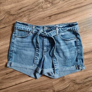 Silver Jean Shorts Womens 29 Blue High Rise Sure Thing Belted‎ Raw Hem Cuffed
